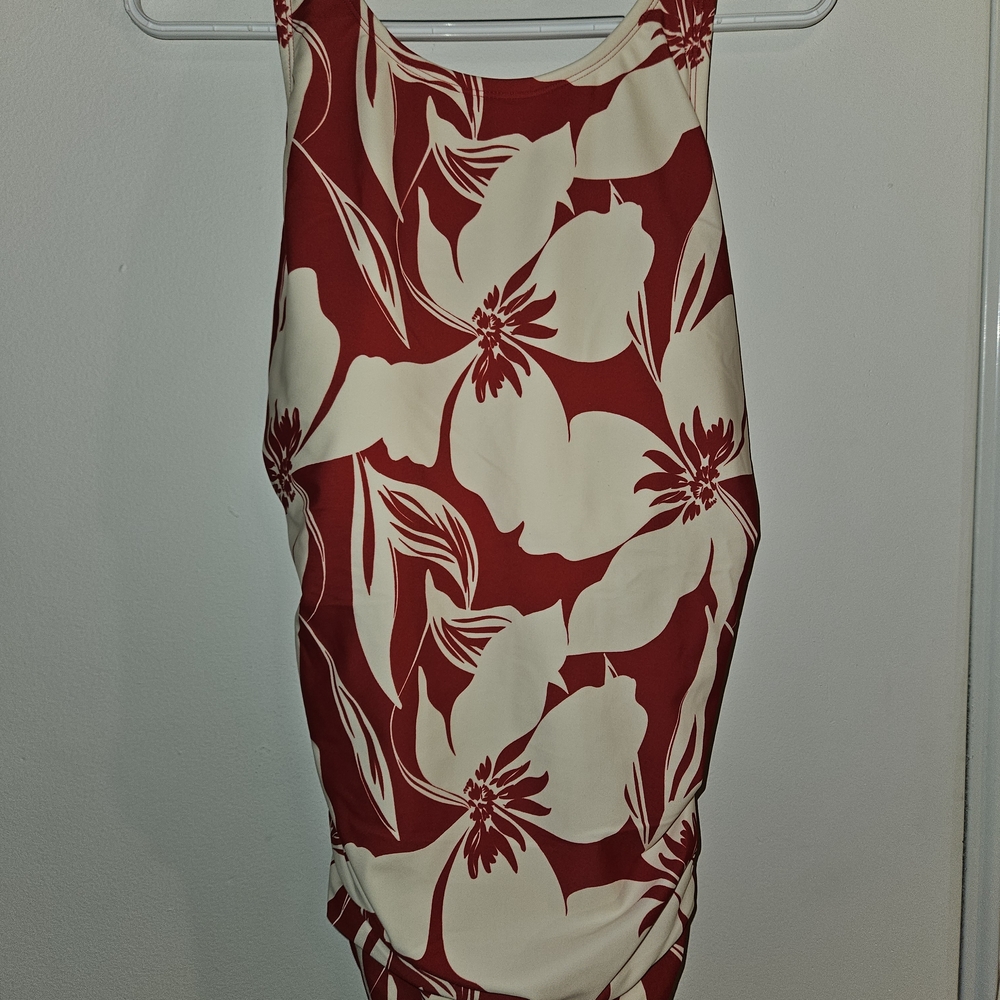 Red and Cream Floral Tank Dress